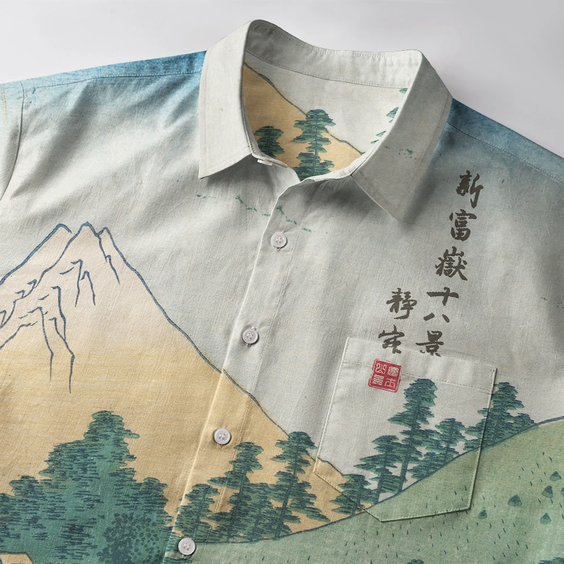 Tokyo-Tiger Idyllic Countryside Scenery Button-up Shirt