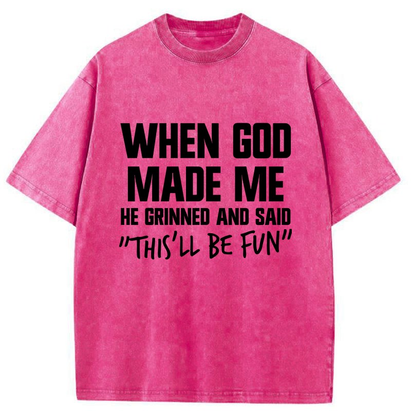 Tokyo-Tiger God Made Me Funny Washed T-Shirt