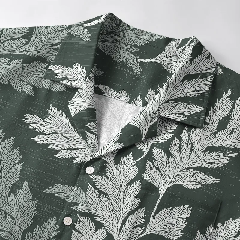 Tokyo-Tiger Vibrant Fern Silhouettes Aloha Hawaiian Shirt