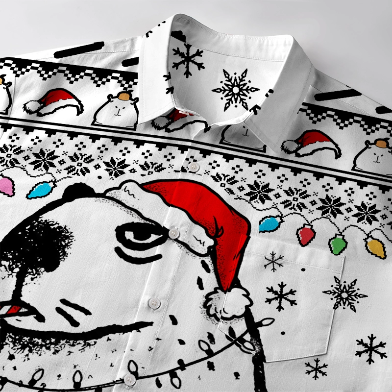 Tokyo-Tiger Christmas Capybara Button-up Shirt