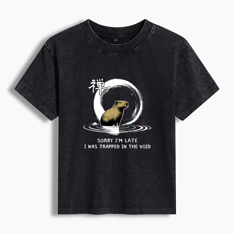 Tokyo-Tiger Zen Capybara Was Trapped In The Void Women's Washed T-shirt