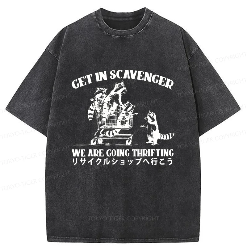 Tokyo-Tiger Raccoons Picking Up Trash Washed T-Shirt