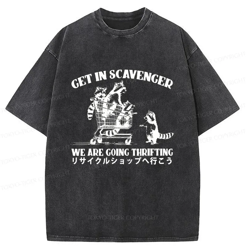 Tokyo-Tiger Raccoons Picking Up Trash Washed T-Shirt