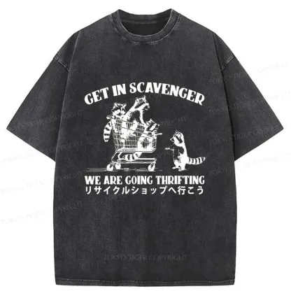 Tokyo-Tiger Raccoons Picking Up Trash Washed T-Shirt