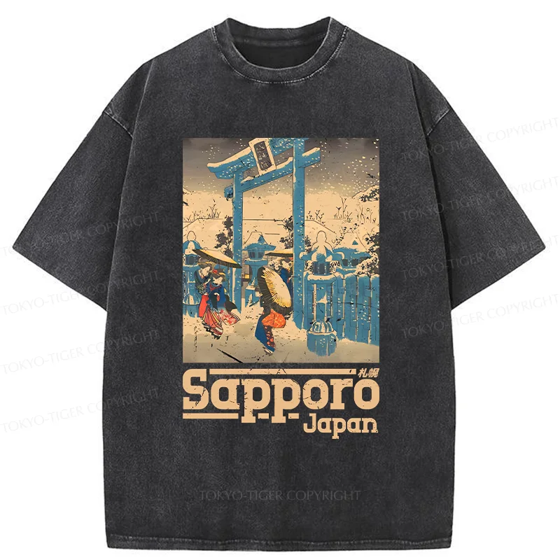 Tokyo-Tiger Sapporo Snow Scene Washed T-Shirt