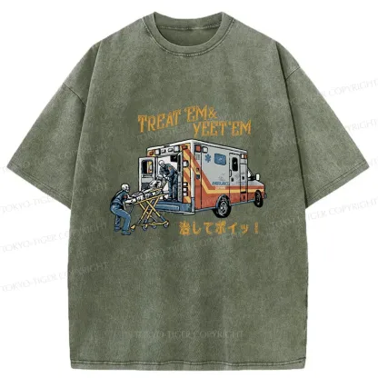 Tokyo-Tiger Ambulance Funny Washed T-Shirt