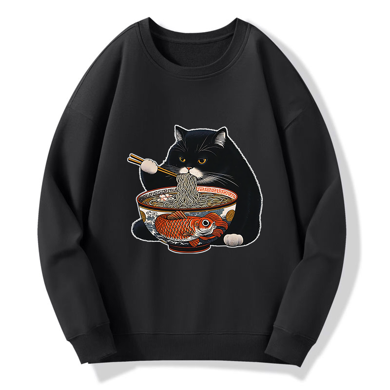 Tokyo-Tiger Fat Cat Eating Ramen Classic Sweatshirt