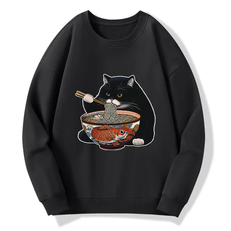 Tokyo-Tiger Fat Cat Eating Ramen Classic Sweatshirt
