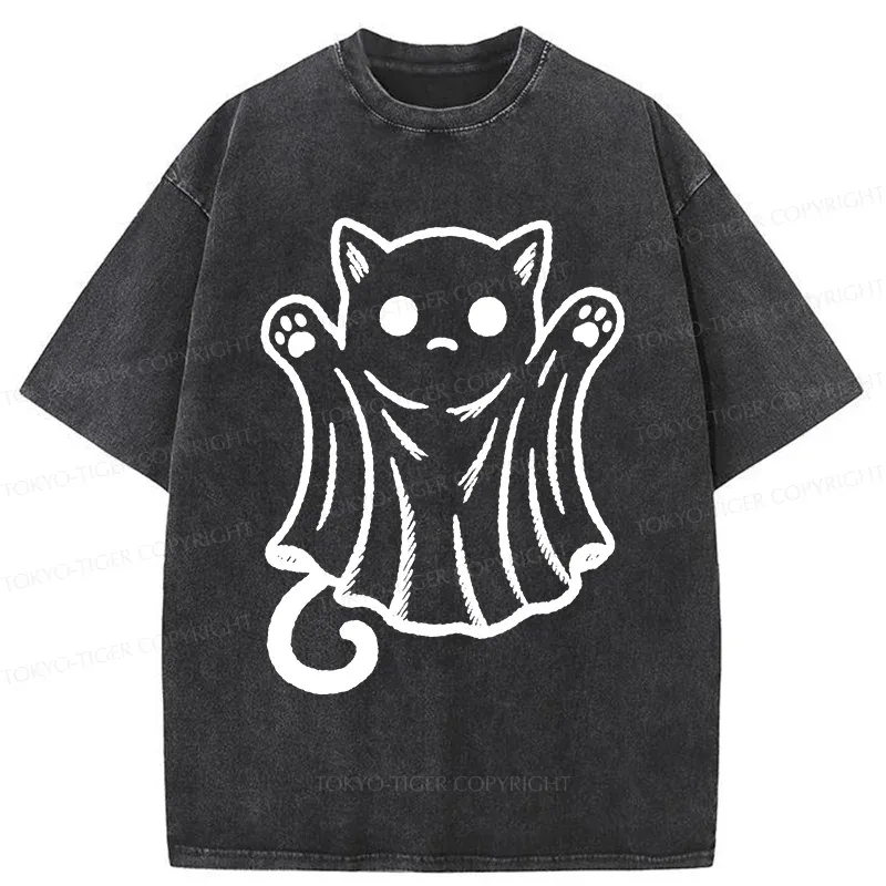 Tokyo-Tiger Cat Ghost Washed T-Shirt