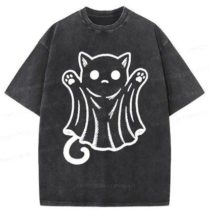 Tokyo-Tiger Cat Ghost Washed T-Shirt