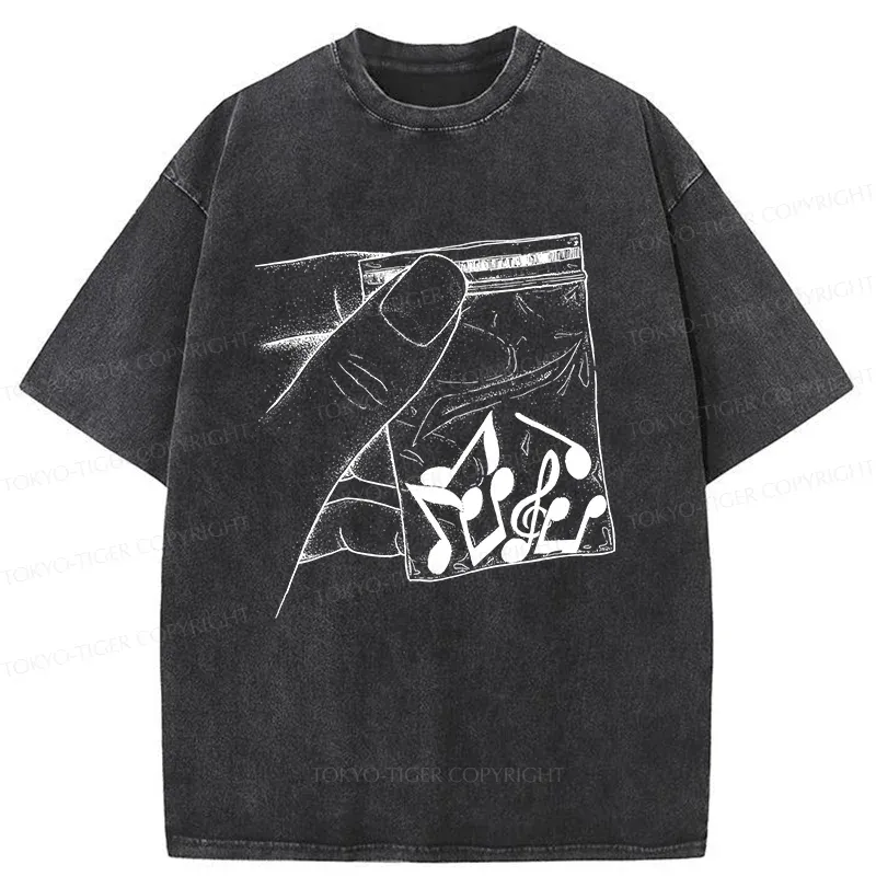 Tokyo-Tiger Music Addiction Washed T-Shirt