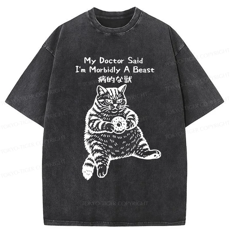 Tokyo-Tiger Lazy Fat Cat Washed T-Shirt