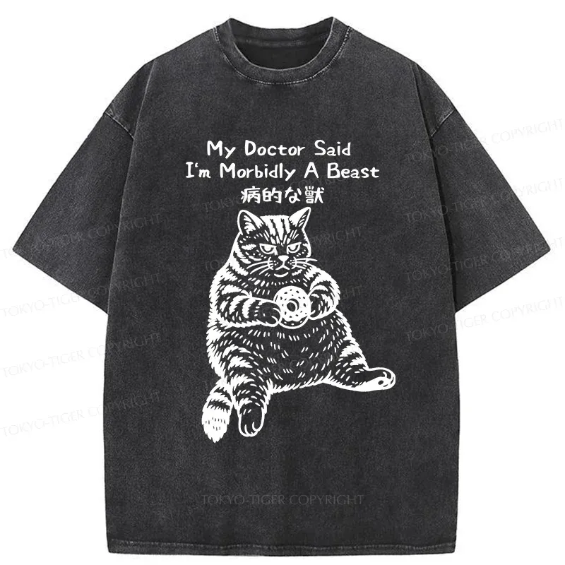 Tokyo-Tiger Lazy Fat Cat Washed T-Shirt
