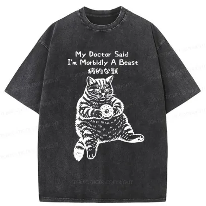 Tokyo-Tiger Lazy Fat Cat Washed T-Shirt