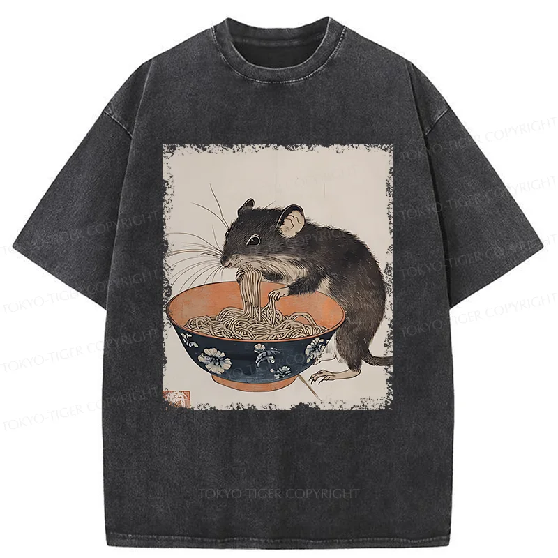 Tokyo-Tiger Mouse Steals Ramen Washed T-Shirt