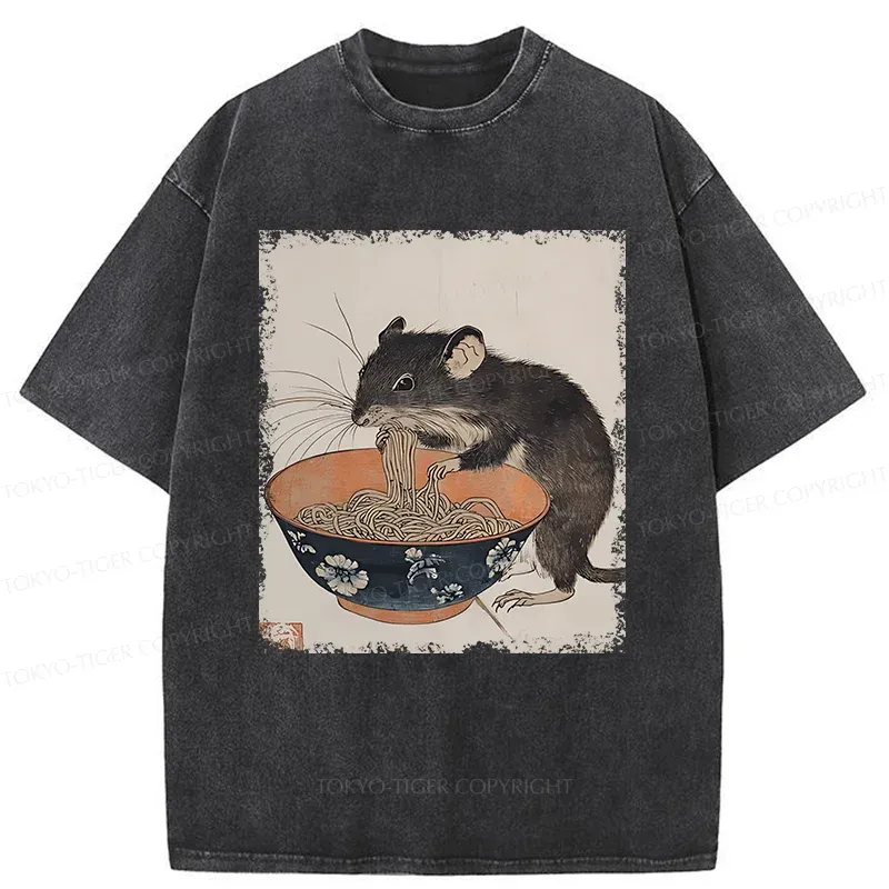 Tokyo-Tiger Mouse Steals Ramen Washed T-Shirt