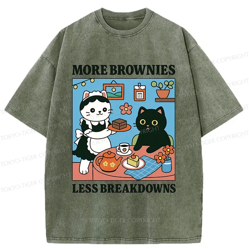 Tokyo-Tiger Cat Dessert Shop Washed T-Shirt
