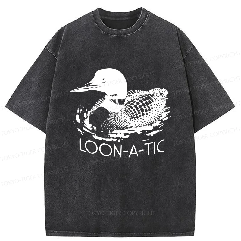 Tokyo-Tiger Loon-a-tic Funny Washed T-Shirt
