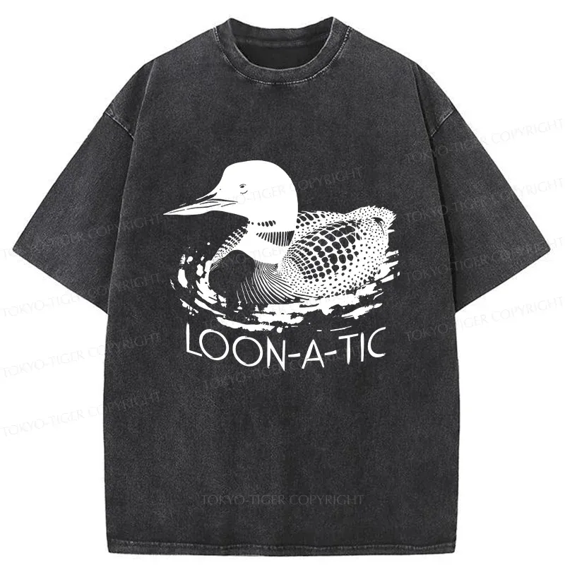 Tokyo-Tiger Loon-a-tic Funny Washed T-Shirt