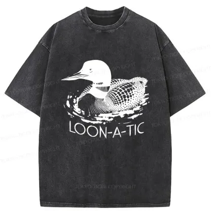 Tokyo-Tiger Loon-a-tic Funny Washed T-Shirt
