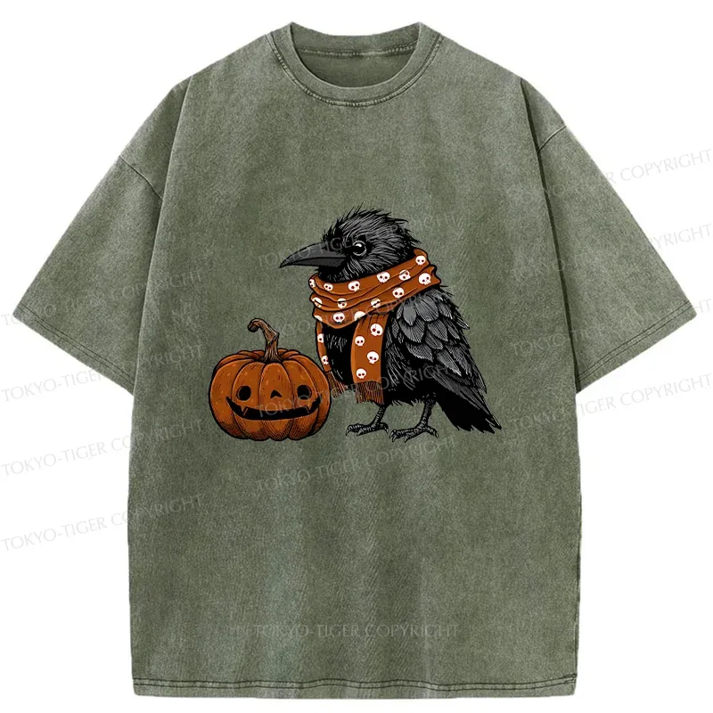 Tokyo-Tiger Christmas Crow Washed T-Shirt