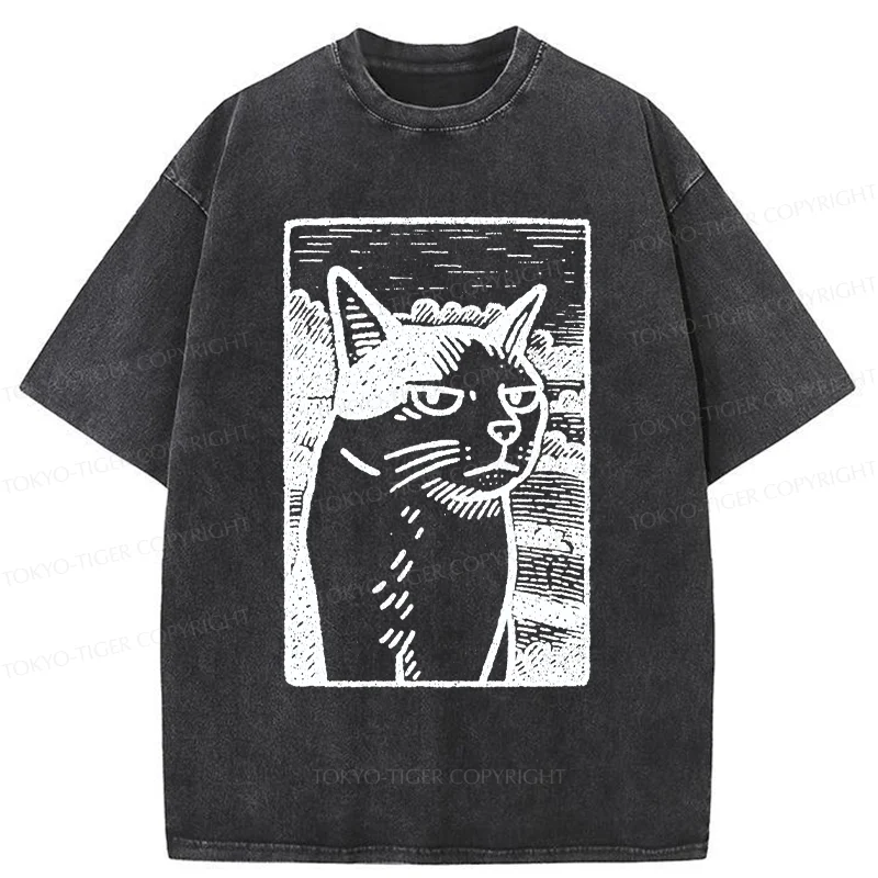 Tokyo-Tiger Cat's Hateful Eyes Washed T-Shirt
