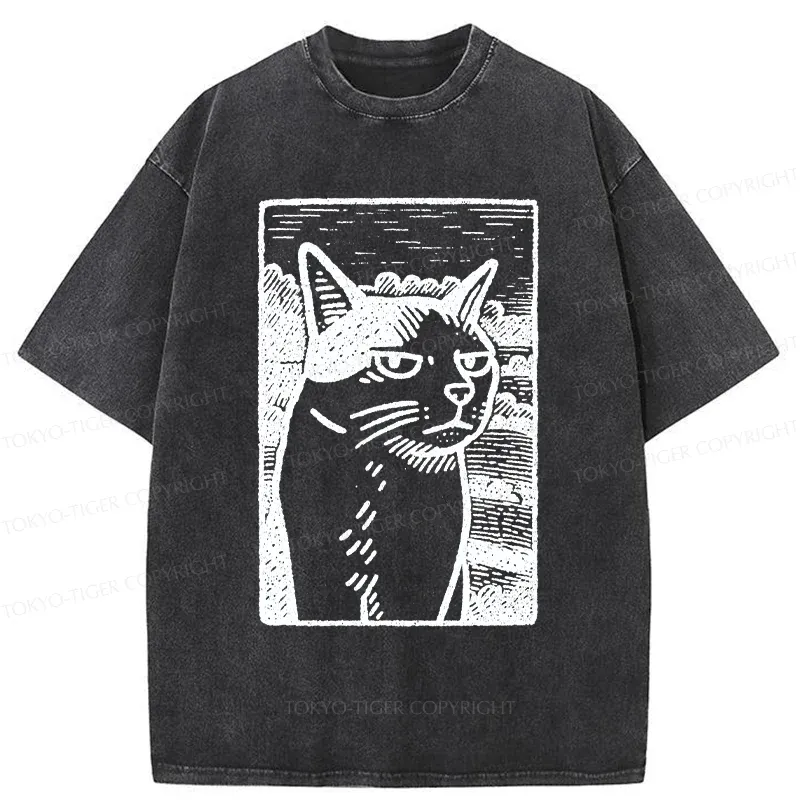 Tokyo-Tiger Cat's Hateful Eyes Washed T-Shirt