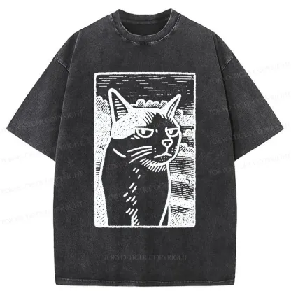 Tokyo-Tiger Cat's Hateful Eyes Washed T-Shirt