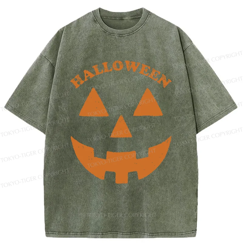 Tokyo-Tiger Fun Pumpkin Lantern Washed T-Shirt