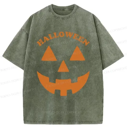 Tokyo-Tiger Fun Pumpkin Lantern Washed T-Shirt