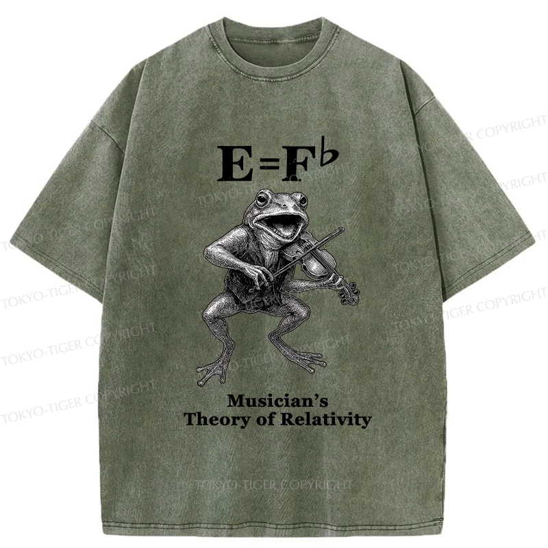 Tokyo-Tiger Frog Playing The Violin Washed T-Shirt