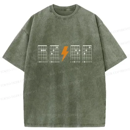 Tokyo-Tiger Funny Guitar Chords Washed T-Shirt