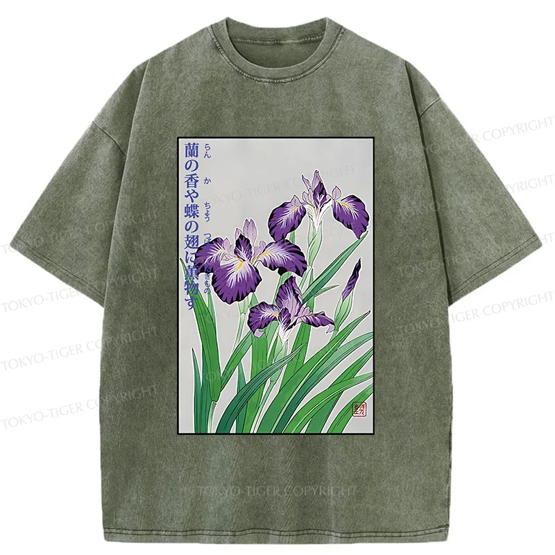 Tokyo-Tiger Japanese Iris Washed T-Shirt