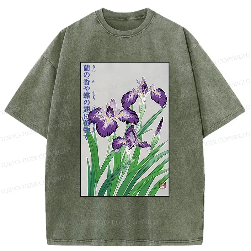 Tokyo-Tiger Japanese Iris Washed T-Shirt