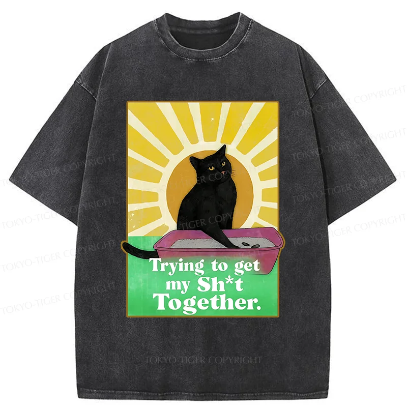 Tokyo-Tiger Cat That Scoops Up Shit Washed T-Shirt
