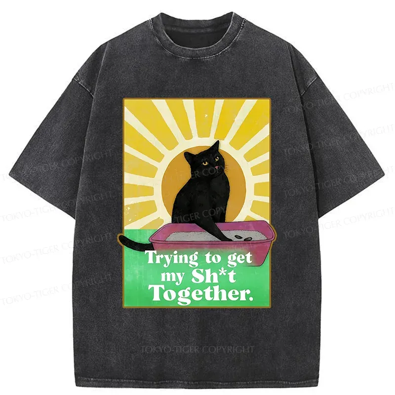 Tokyo-Tiger Cat That Scoops Up Shit Washed T-Shirt