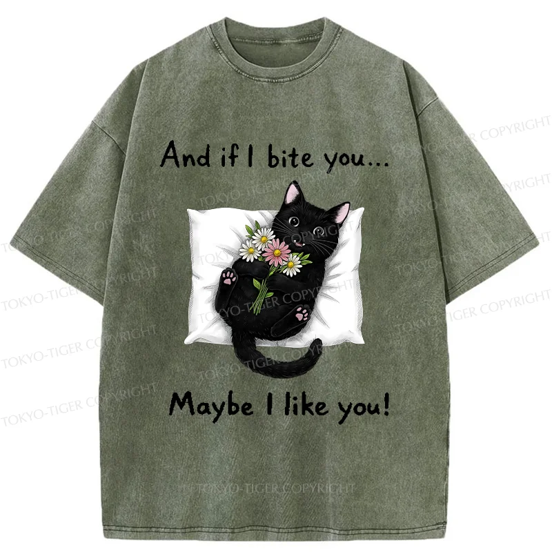 Tokyo-Tiger Cat's Expression Of Love Washed T-Shirt