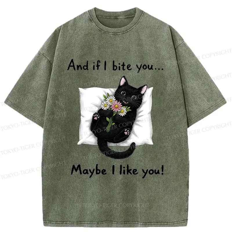 Tokyo-Tiger Cat's Expression Of Love Washed T-Shirt