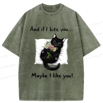 Tokyo-Tiger Cat's Expression Of Love Washed T-Shirt