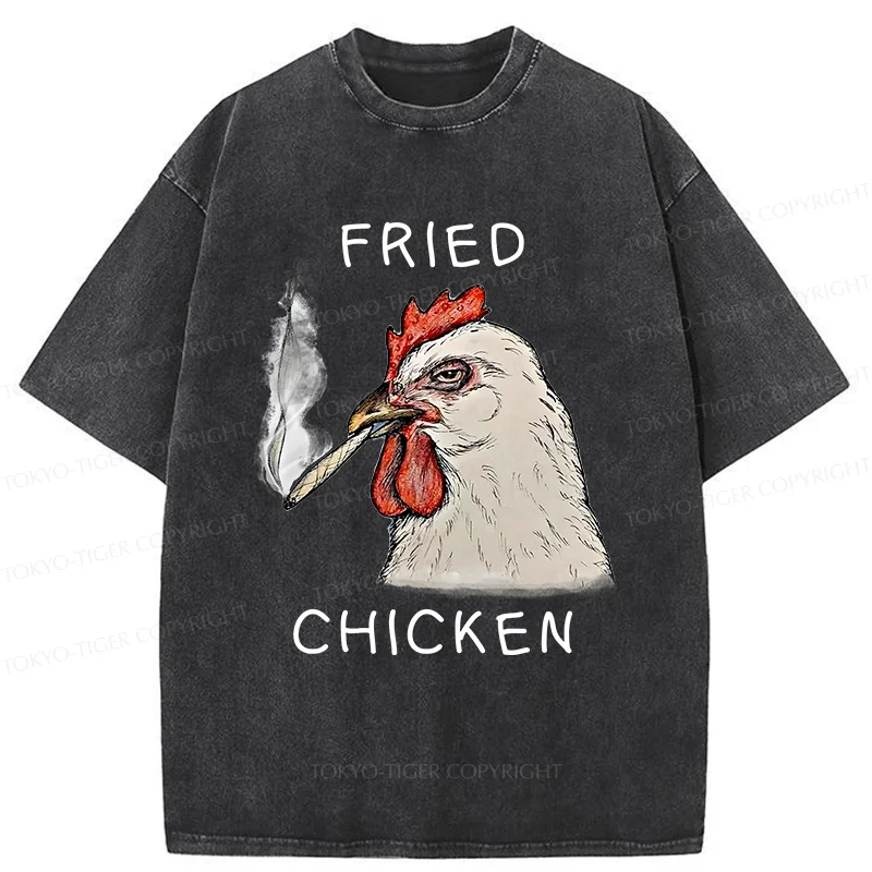 Tokyo-Tiger Fried Chicken Funny Washed T-Shirt