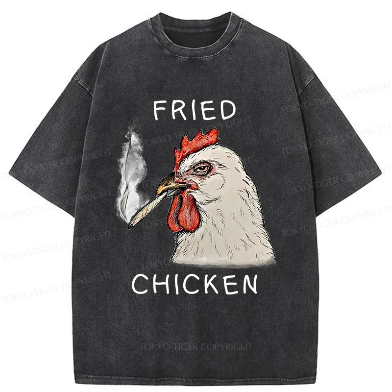 Tokyo-Tiger Fried Chicken Funny Washed T-Shirt
