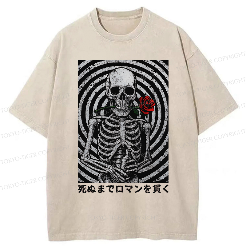 Tokyo-Tiger Rose and Skull Washed T-Shirt