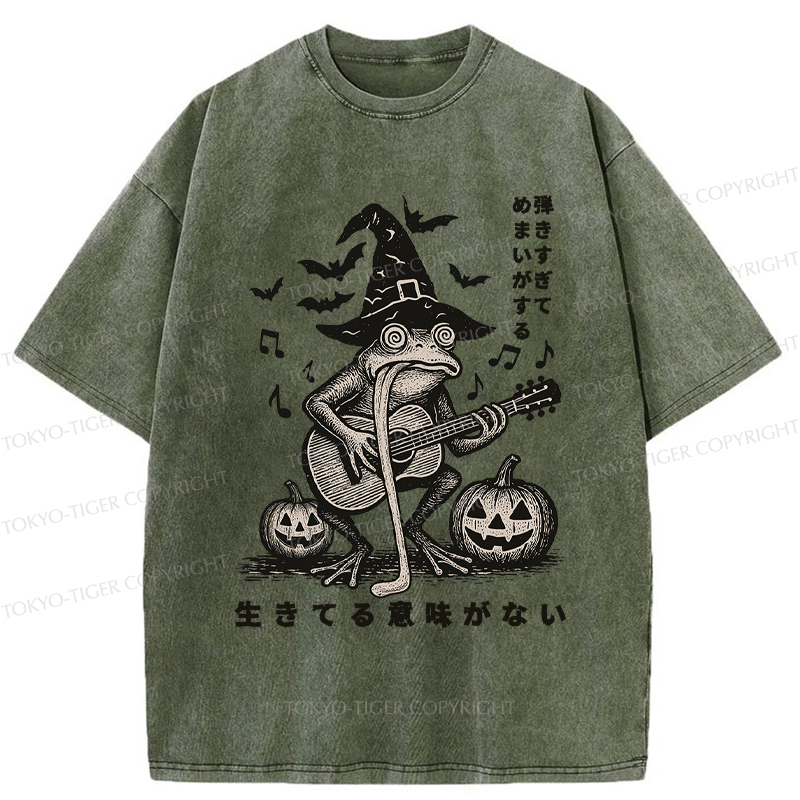 Tokyo-Tiger Funny Frog Guitarist Washed T-Shirt