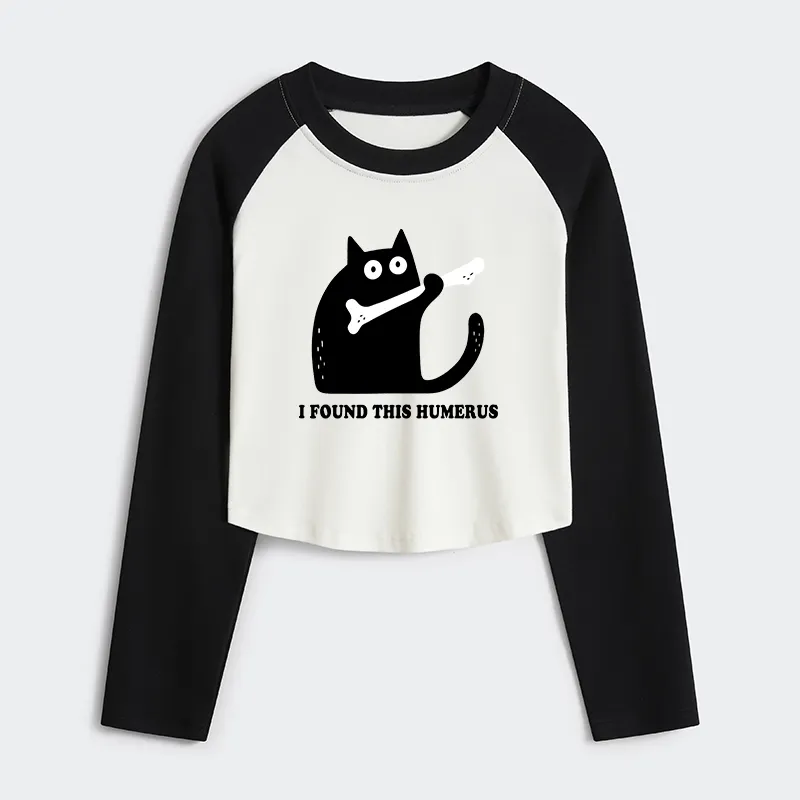 Tokyo-Tiger Cat Found This Humerus Women's Crop Raglan T-Shirt