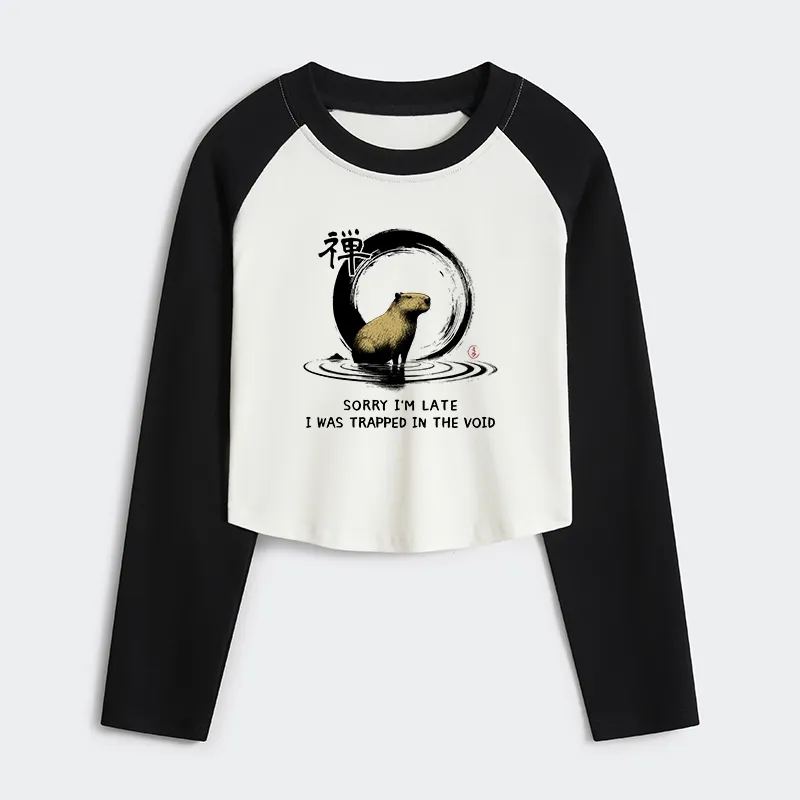Tokyo-Tiger Zen Capybara Was Trapped In The Void Women's Crop Raglan T-Shirt