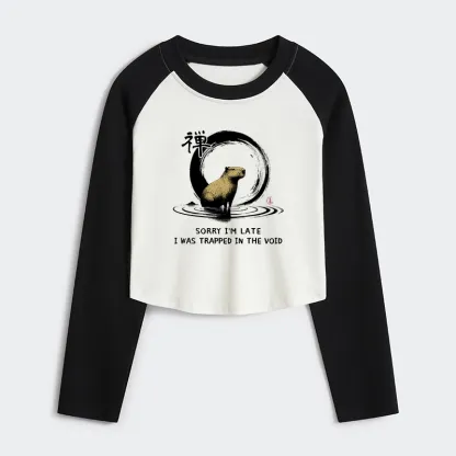 Tokyo-Tiger Zen Capybara Was Trapped In The Void Women's Crop Raglan T-Shirt