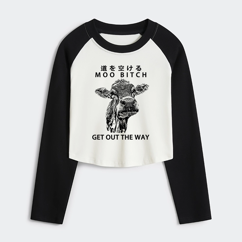Tokyo-Tiger Funny Cow Women's Crop Raglan T-Shirt