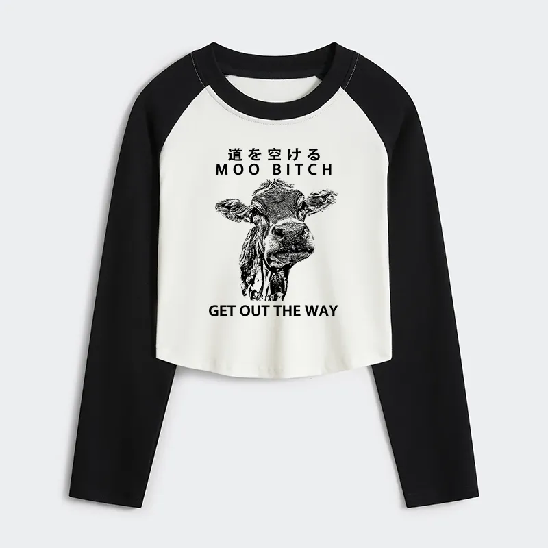 Tokyo-Tiger Funny Cow Women's Crop Raglan T-Shirt