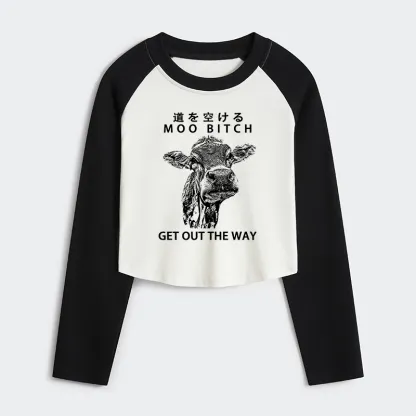Tokyo-Tiger Funny Cow Women's Crop Raglan T-Shirt