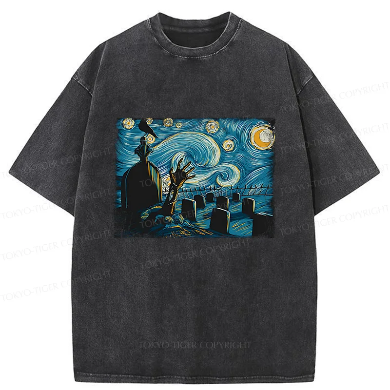 Tokyo-Tiger Halloween Under The Stars Washed T-Shirt